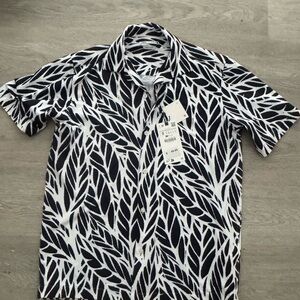 Zara Black and White Leaf Pattern Shirt